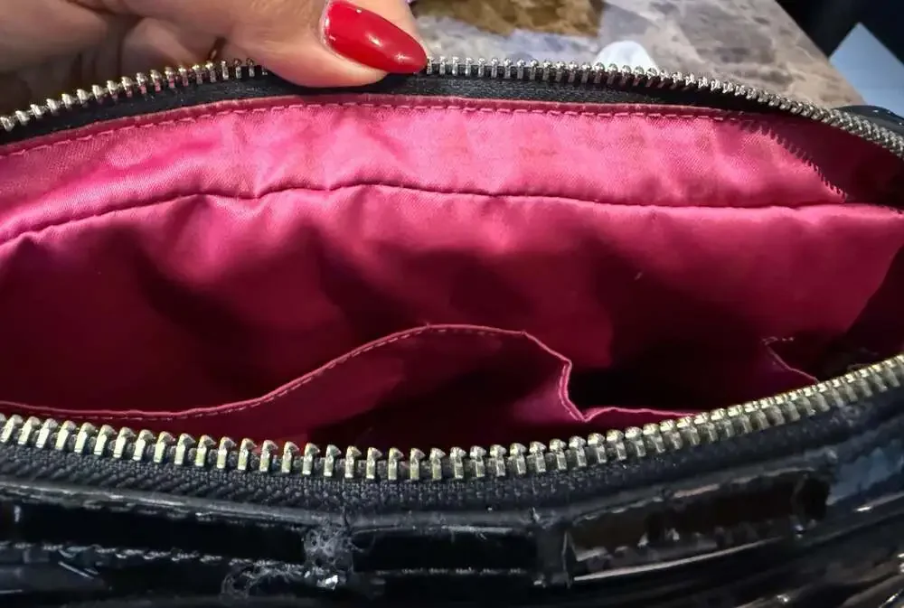 AUTH COACH POPPY QUILTED GLOSS PATENT LEATHER SATCHEL HANDBAG PURSE - RARE  Flaw